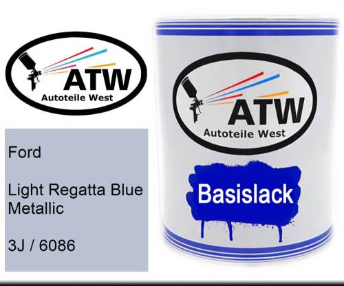 Ford, Light Regatta Blue Metallic, 3J / 6086: 1L Lackdose, von ATW Autoteile West.